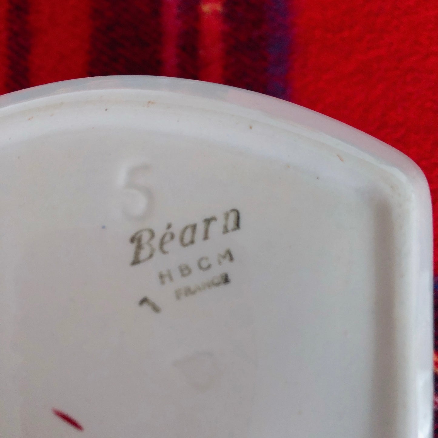 ご予約 クレイユエモントロー HBCM Béarn バスク柄 陶器キャニスター 「ルージュ・ブルー」B 4点セット フランスアンティーク バスク柄アンティーク ブロカント 蚤の市