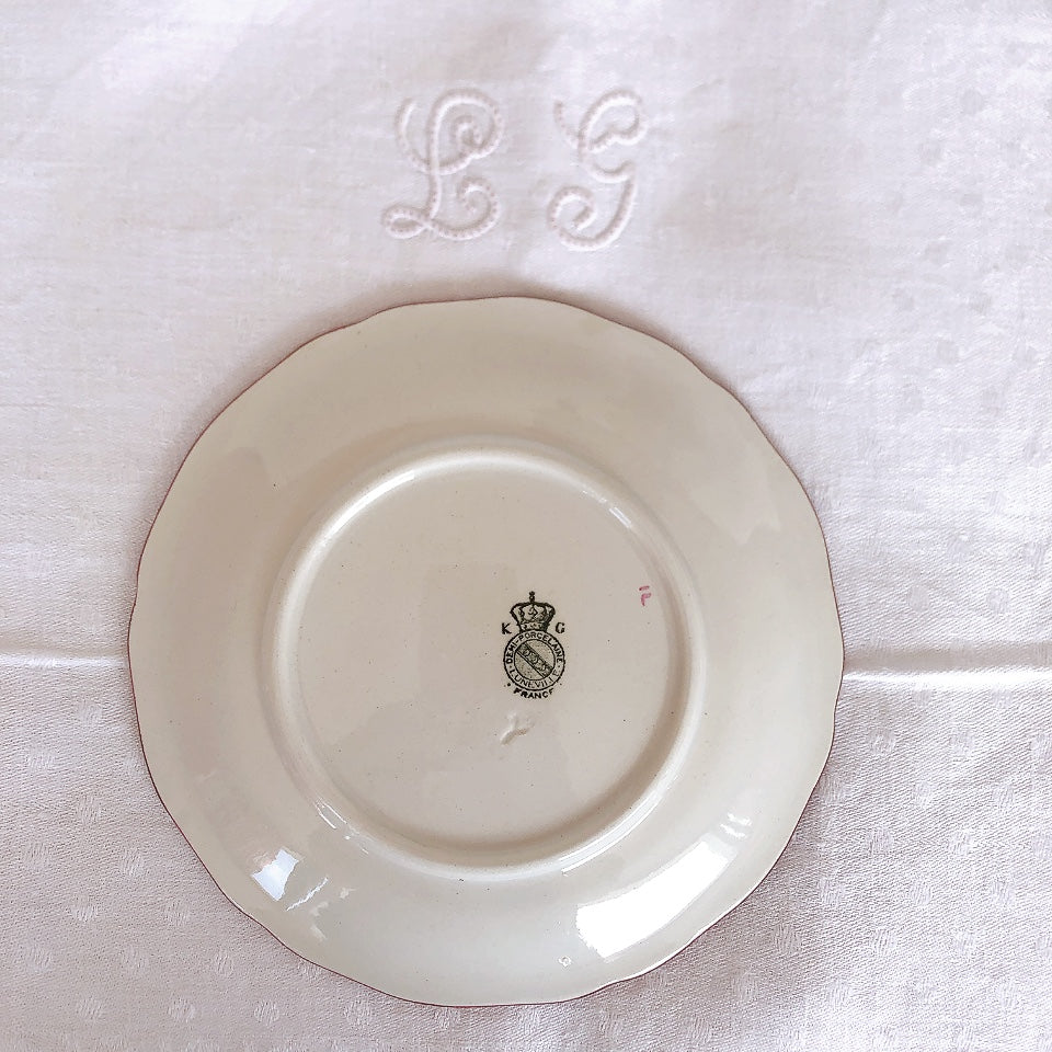 リュネヴィル " Réverbère"シリーズ ソーサー 小皿 デザート皿 3点セット B フランスアンティーク食器 蚤の市 ブロカント