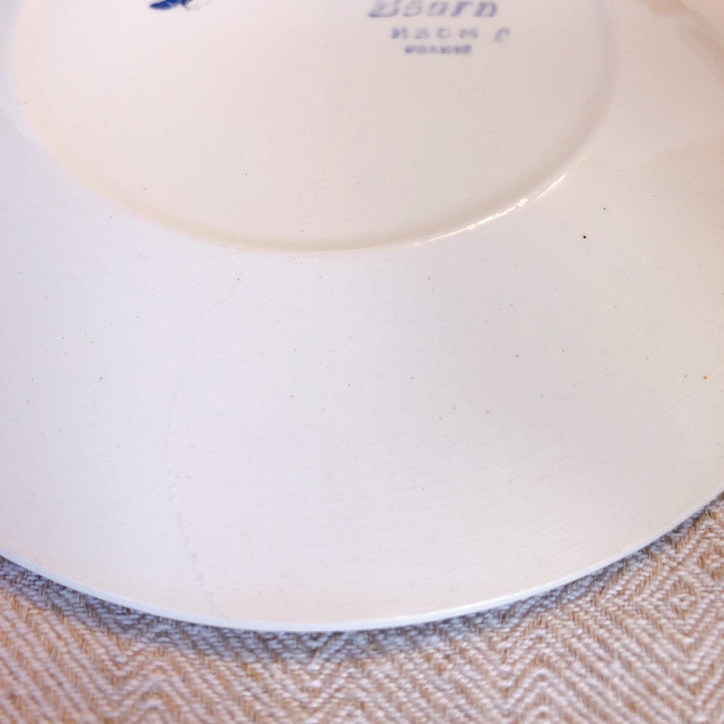 クレイユモントロー HBCM Béarn バスク柄カップ&ソーサー「イエローxブルー」 A フランスアンティーク食器 ブロカント バスク柄アンティーク