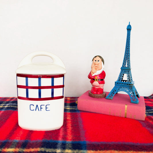 ご予約 クレイユエモントロー HBCM Béarn バスク柄 陶器キャニスター 「ルージュ・ブルー」B 4点セット フランスアンティーク バスク柄アンティーク ブロカント 蚤の市