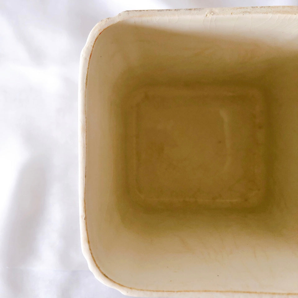 クレイユエモントロー HBCM Béarn バスク柄 陶器キャニスター 「ルージュ・マリン」PATES フランスアンティーク食器 ブロカントアンティーク 蚤の市