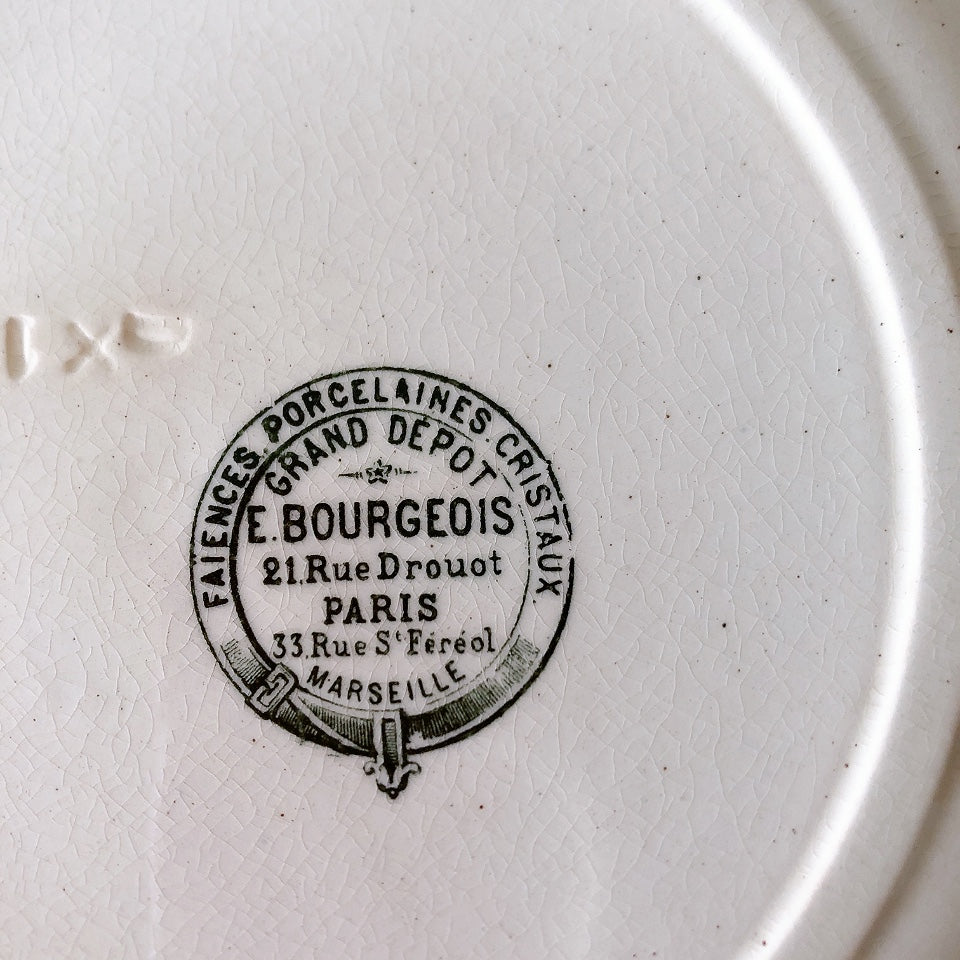 フランスアンティーク GRAND DEPOT E.Bourgeois グランデポ エミールブルジョワ ディナープレート 平皿 B フランスアンティーク食器 ブロカント 蚤の市