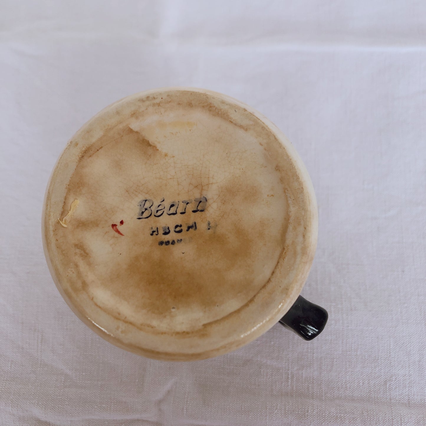 クレイユエモントロー HBCM Béarn バスク柄 ピシェ ミルクポット 400ML「ルージュ・マリン」B フランスアンティーク食器 ブロカント