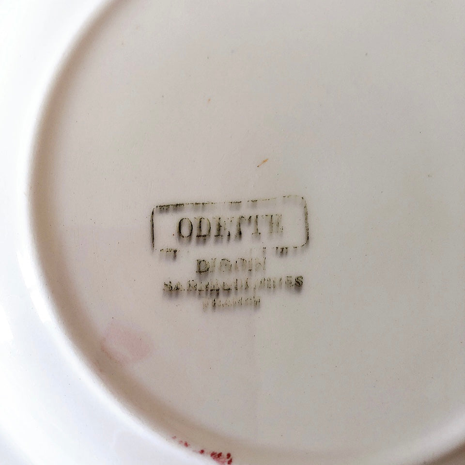ディゴワンサルグミンヌ Digoin&sarregumines ”ODETTE” 深皿 C 赤 フランスアンティーク食器 ブロカント 蚤の市