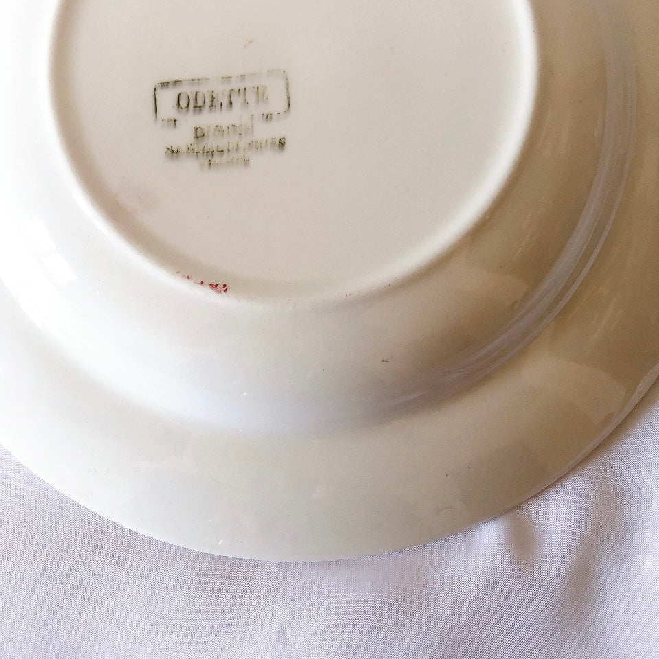 ディゴワンサルグミンヌ Digoin&sarregumines ”ODETTE” 深皿 C 赤 フランスアンティーク食器 ブロカント 蚤の市