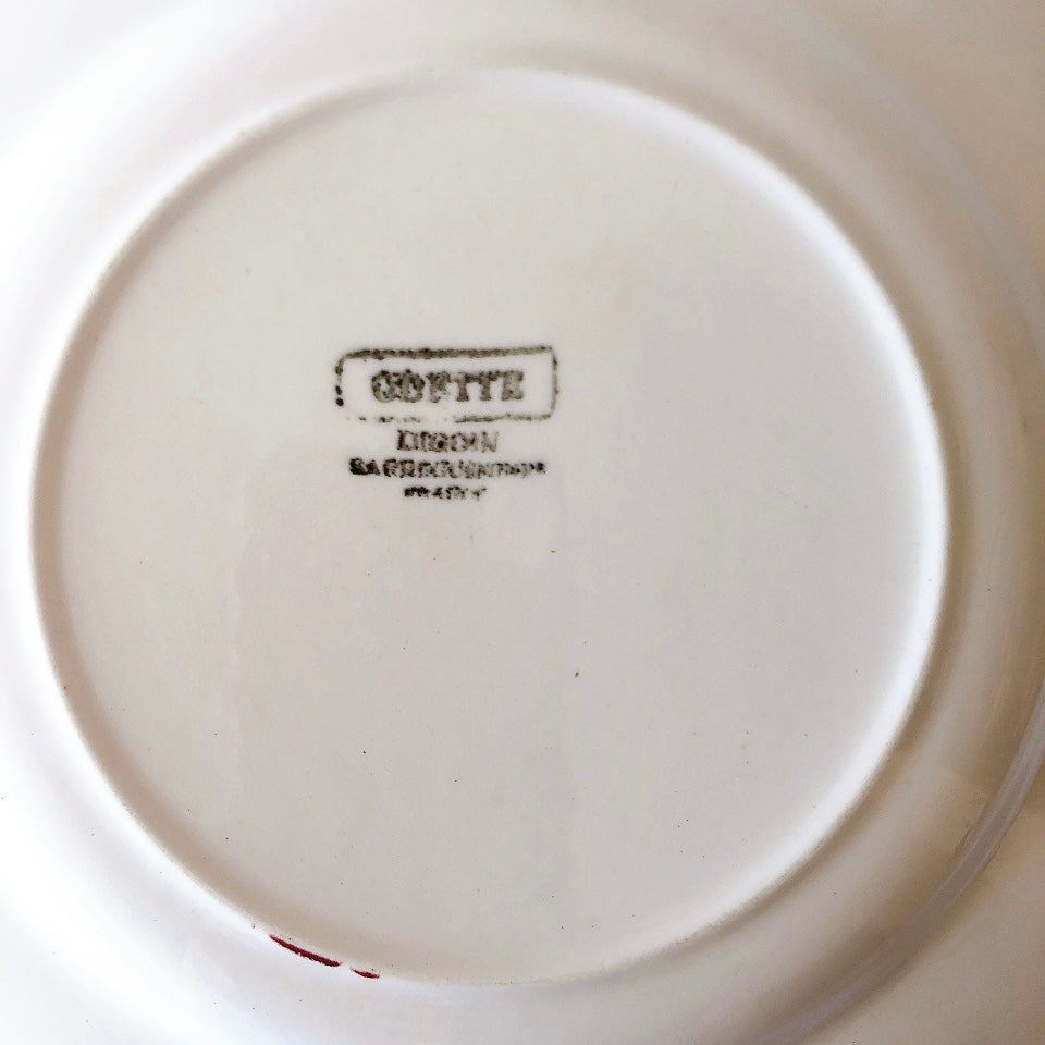 ディゴワンサルグミンヌ Digoin&sarregumines ”ODETTE” 平皿 B 赤 フランスアンティーク食器 ブロカント 蚤の市