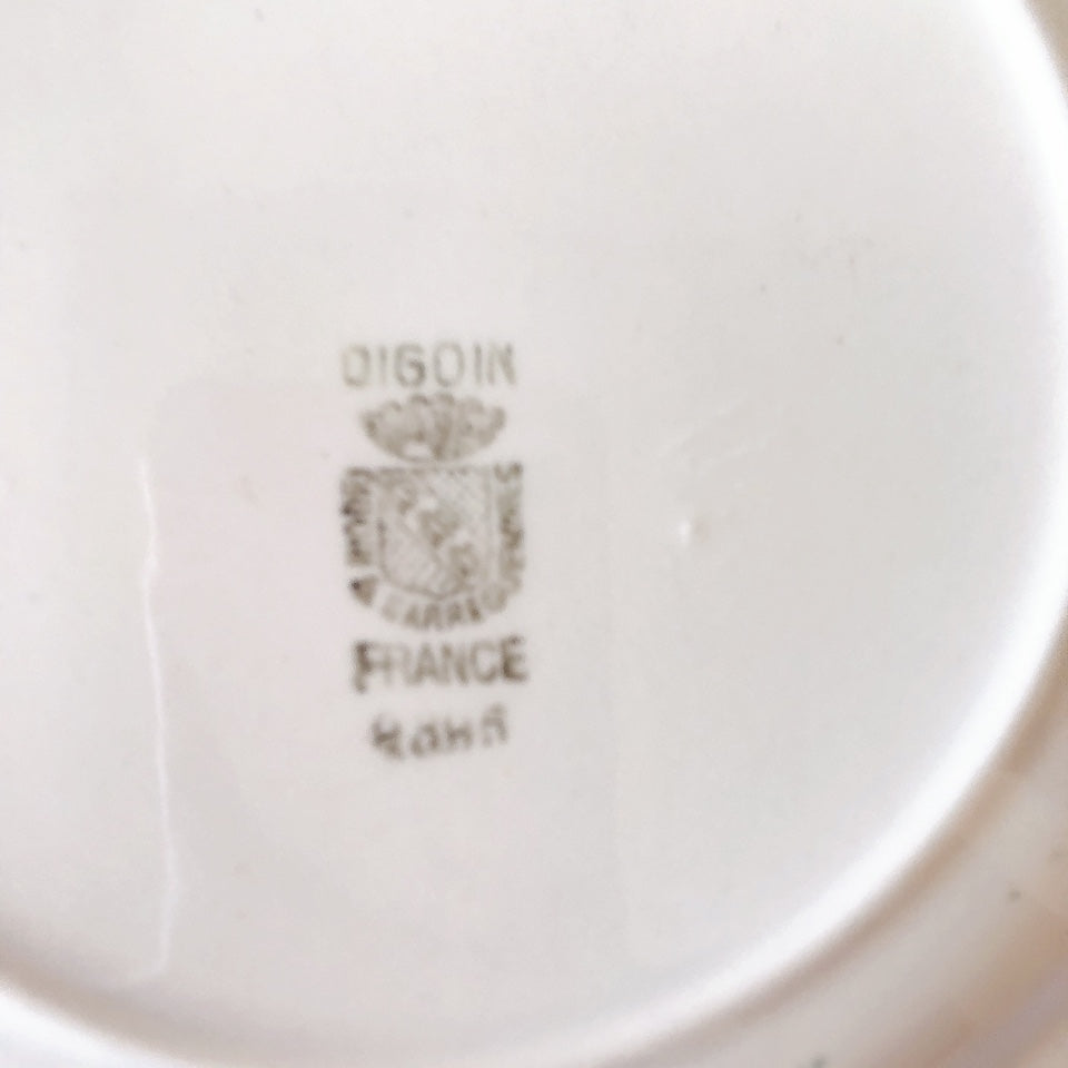 ディゴワンサルグミンヌ ステンシル柄 ディナープレート グリーングラデーション B フランスアンティーク食器 蚤の市 ブロカントアンティーク