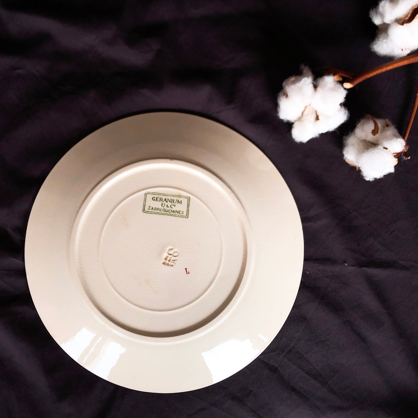 フランスアンティーク U&Cサルグミンヌ ”GERANIUM” ゼラニウム ディナープレート/平皿 B フランスアンティーク食器 ブロカント 蚤の市