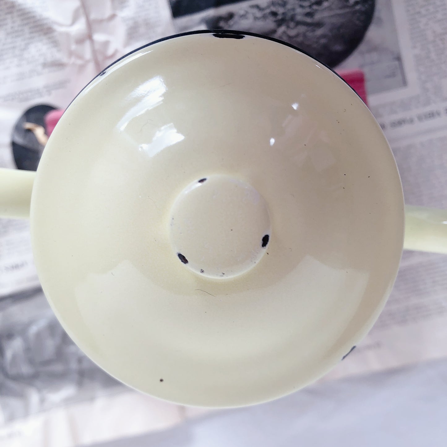 フランスアンティーク ホーロー製ポット/カフェティエール コーヒーポット イエロー フランスアンティーク・ビンテージ雑貨 ブロカント 蚤の市