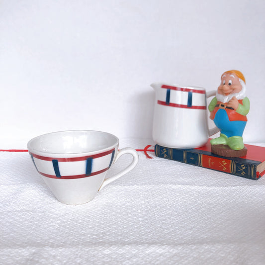 バドンヴィレー バスク柄 カップ「ボルドー・ダークブルー」B フランスアンティーク・食器・皿・プレート ブロカント