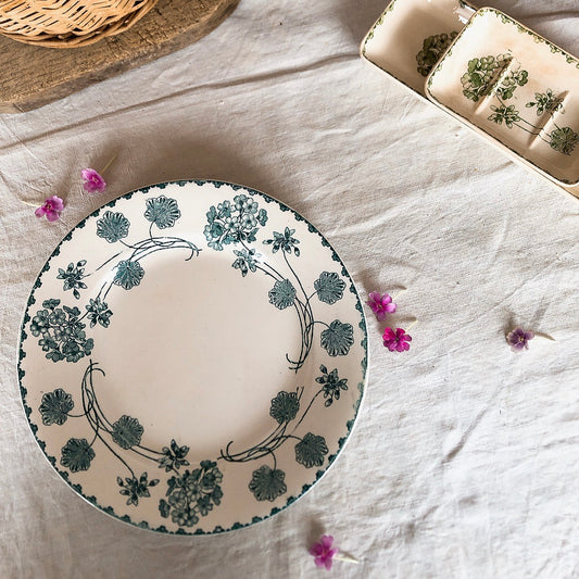 ご予約フランスアンティーク U&Cサルグミンヌ ディナープレート、平皿 ”GERANIUM” ゼラニウム A フランスアンティーク食器 ブロカント 蚤の市