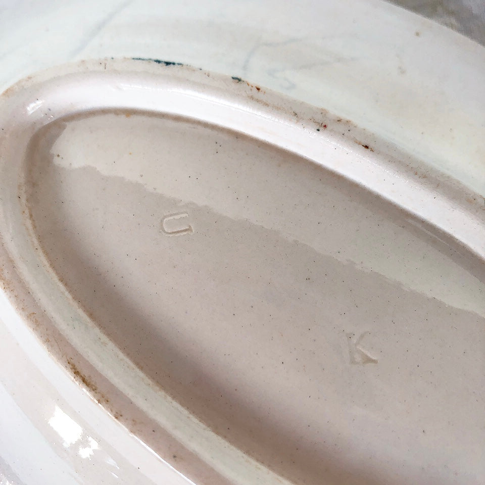 アンティーク ラヴィエ 小鳥柄 オーバル皿 フランスアンティーク食器