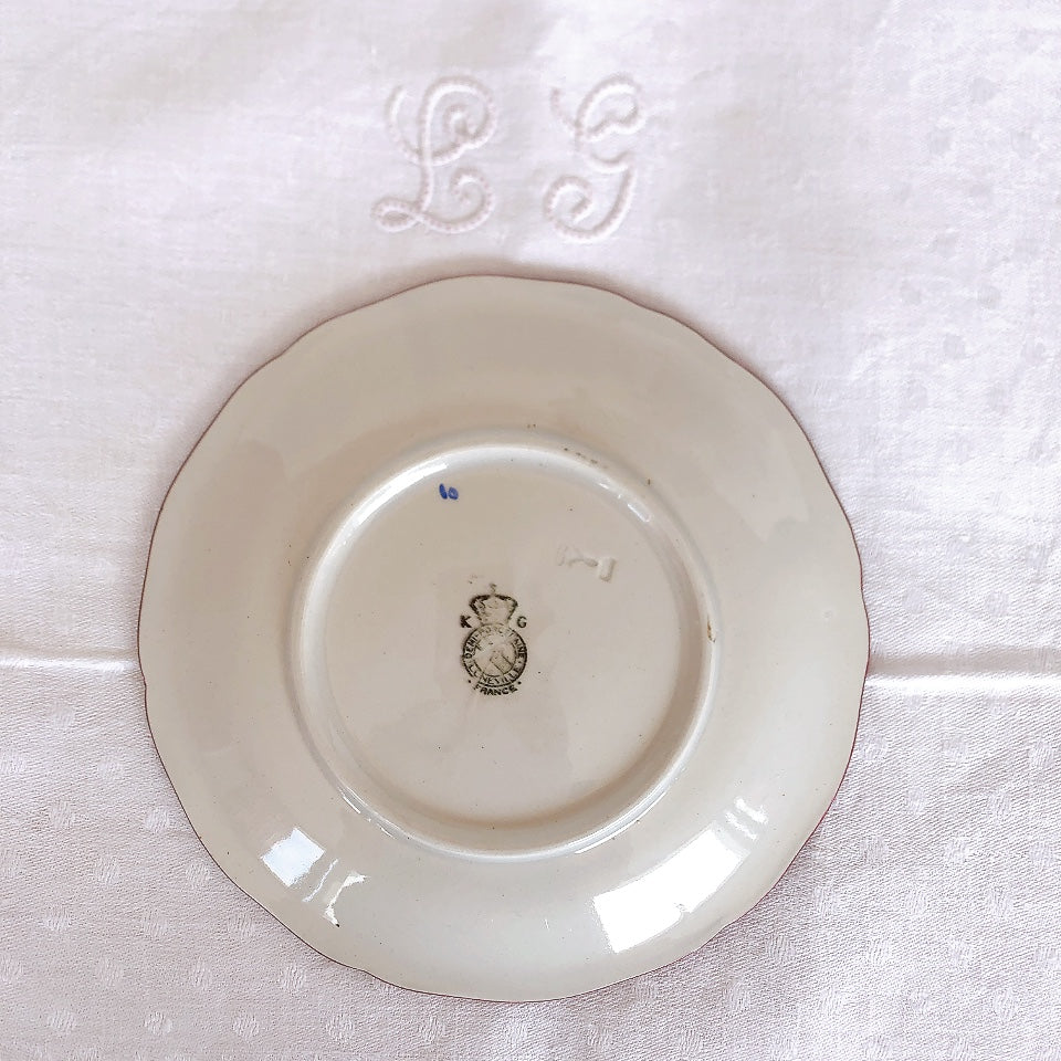 リュネヴィル " Réverbère"シリーズ ソーサー 小皿 デザート皿 3点セット A フランスアンティーク食器 蚤の市 ブロカント