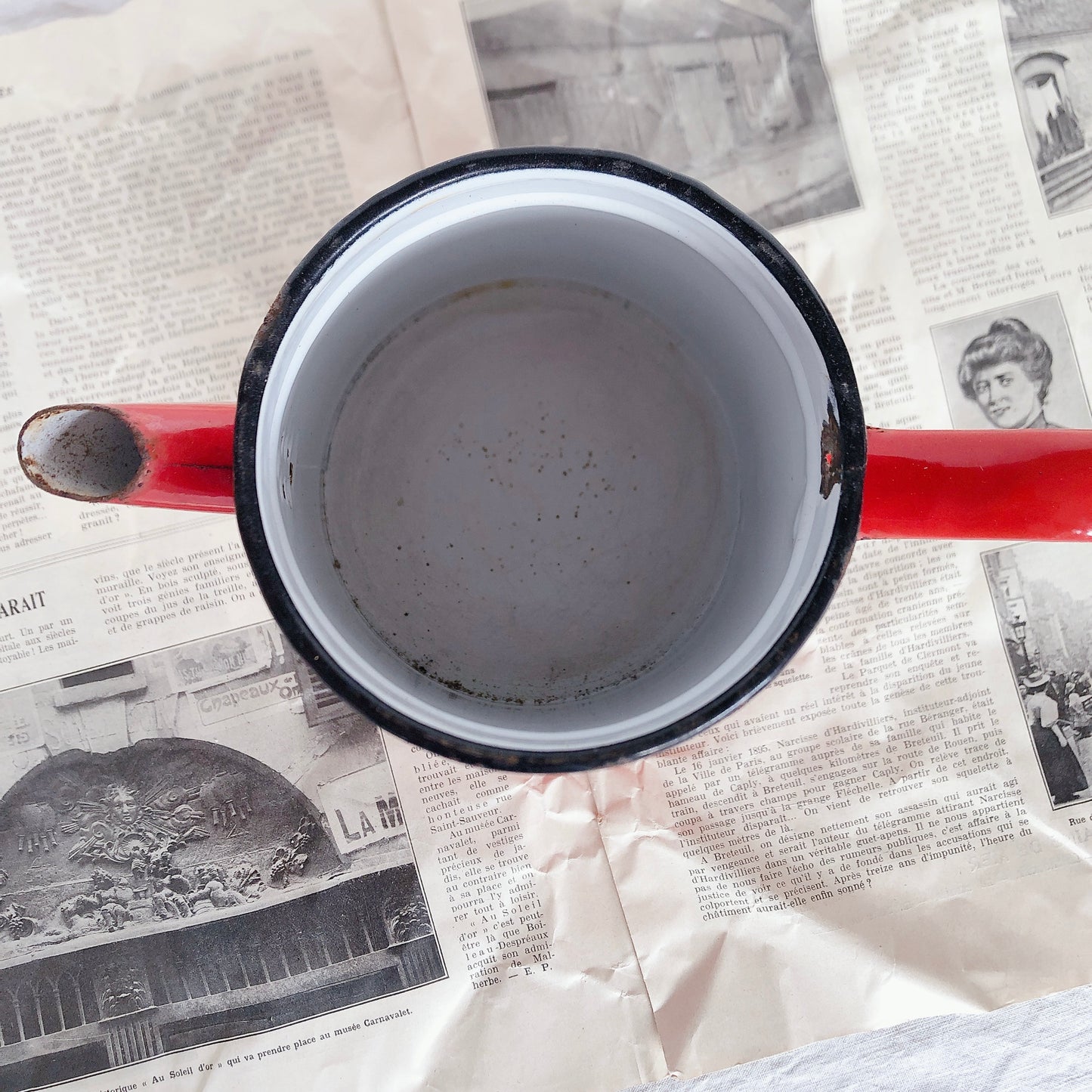 フランスアンティーク ホーロー製ポット/カフェティエール コーヒーポット レッド フランスアンティーク・ビンテージ雑貨 ブロカント 蚤の市