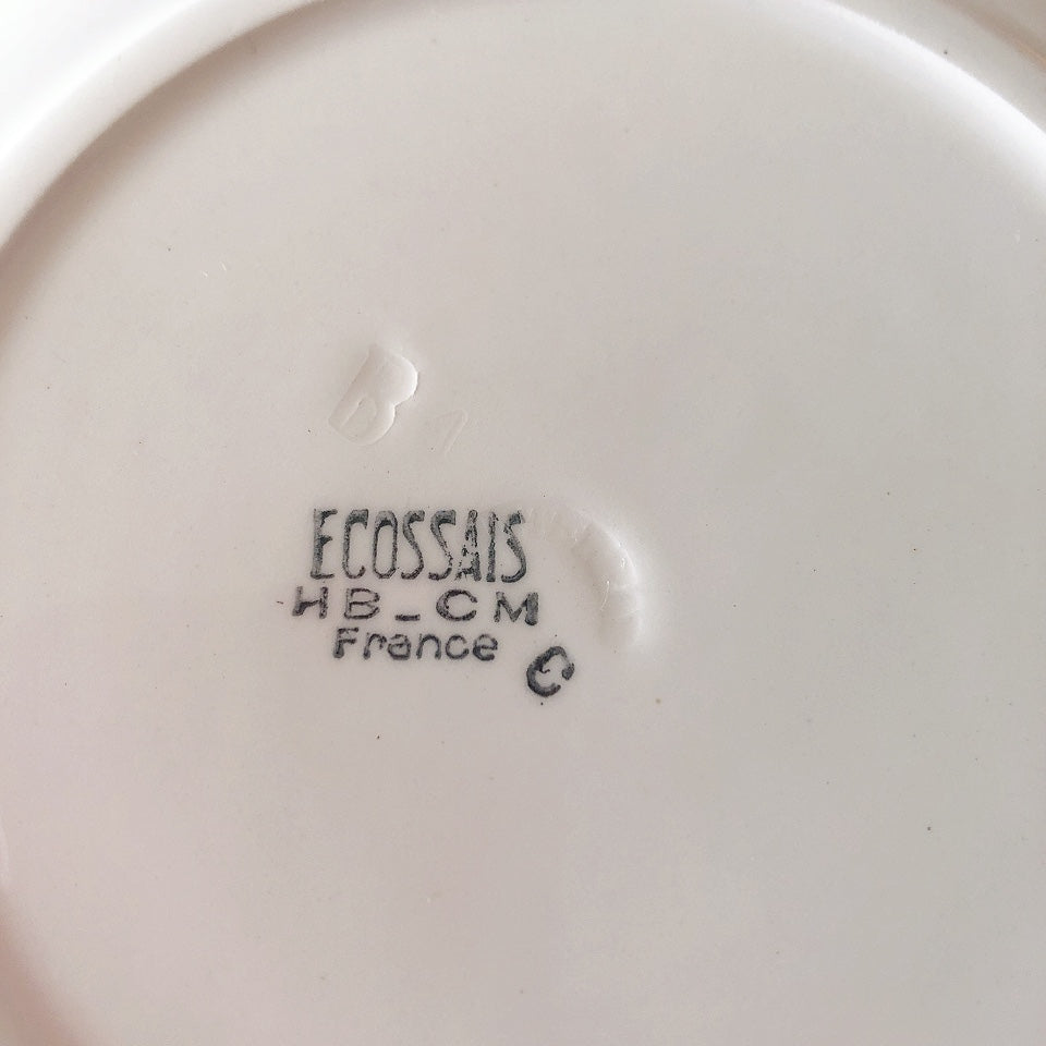 クレイユエモントロー HBCM ECOSSAIS スーププレート/深皿 F フランスアンティーク食器 ブロカントアンティーク 蚤の市