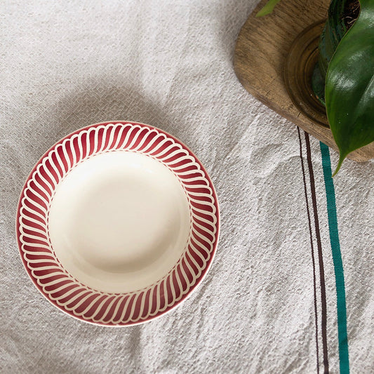 ディゴワンサルグミンヌ Digoin&sarregumines スーププレート/深皿 ”JACQUOT” レッド A フランスアンティーク食器 ブロカント 蚤の市