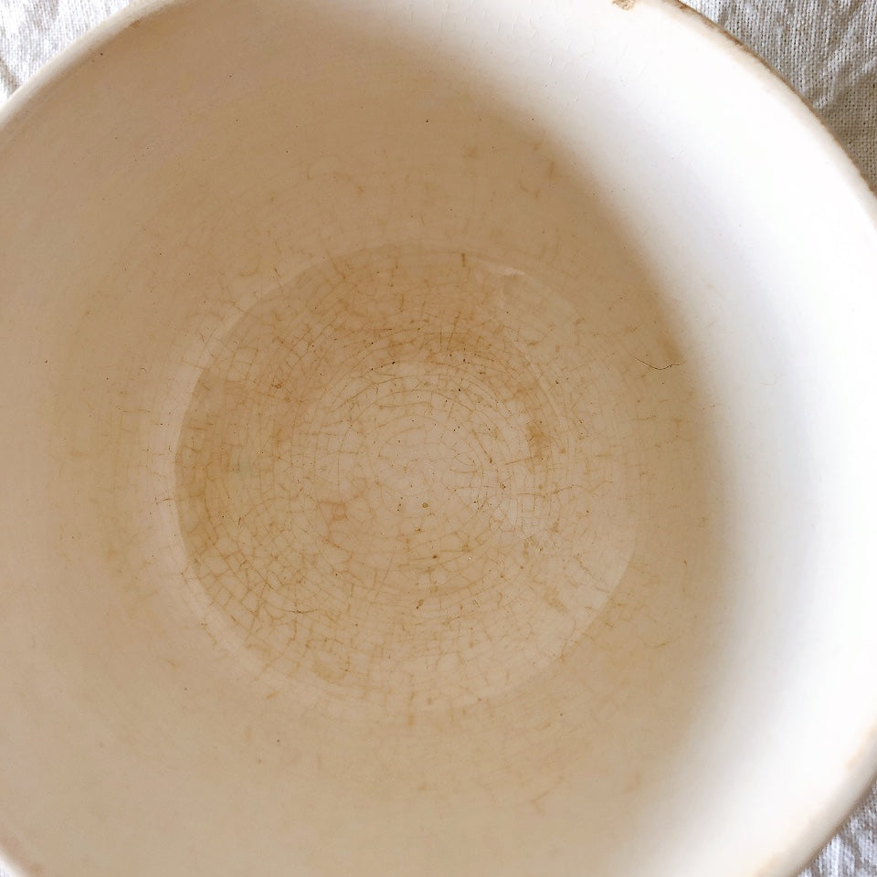ご予約クレイユモントロー HBCM Béarn バスク柄耳付きボウル ミルクポット「レッドxブルー」フランスアンティーク食器 ブロカント 蚤の市 バスク柄アンティーク