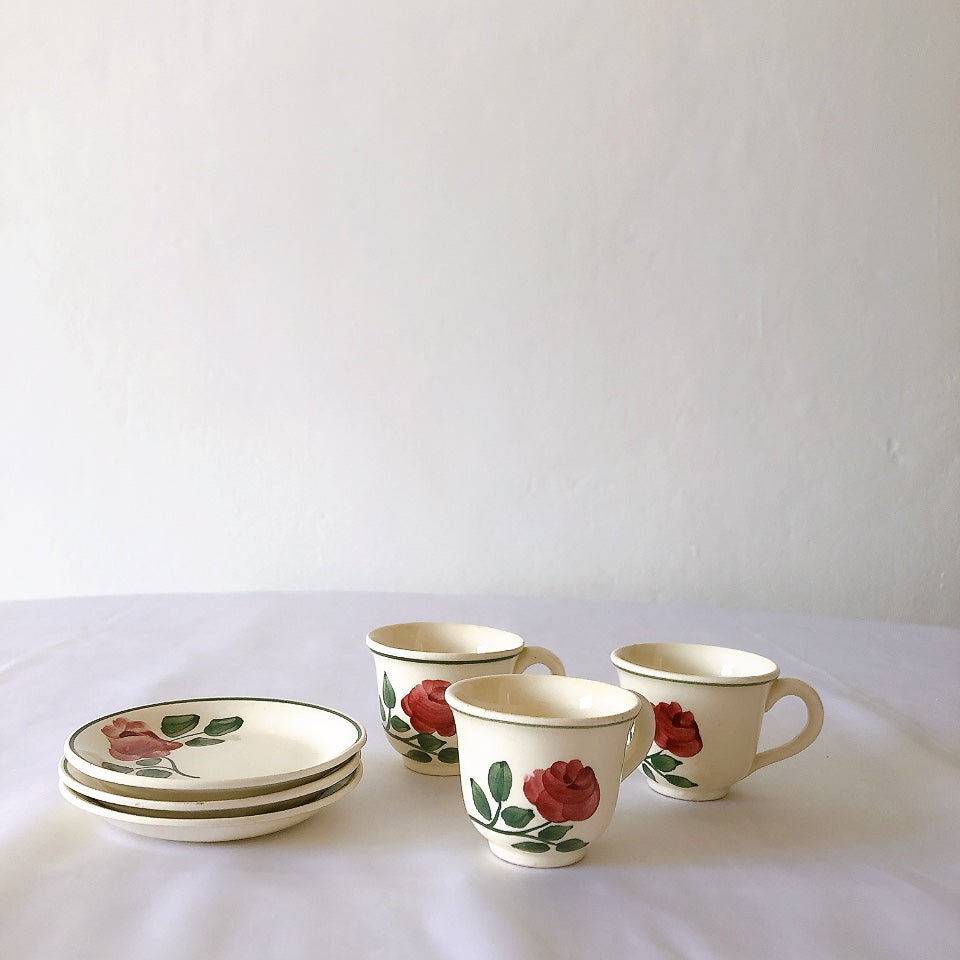ショワジールロワ HB & Cie Choisy le Roi『ローズ』ディネットカップアンドソーサーセット フランスアンティーク食器 ブロカントアンティーク 蚤の市