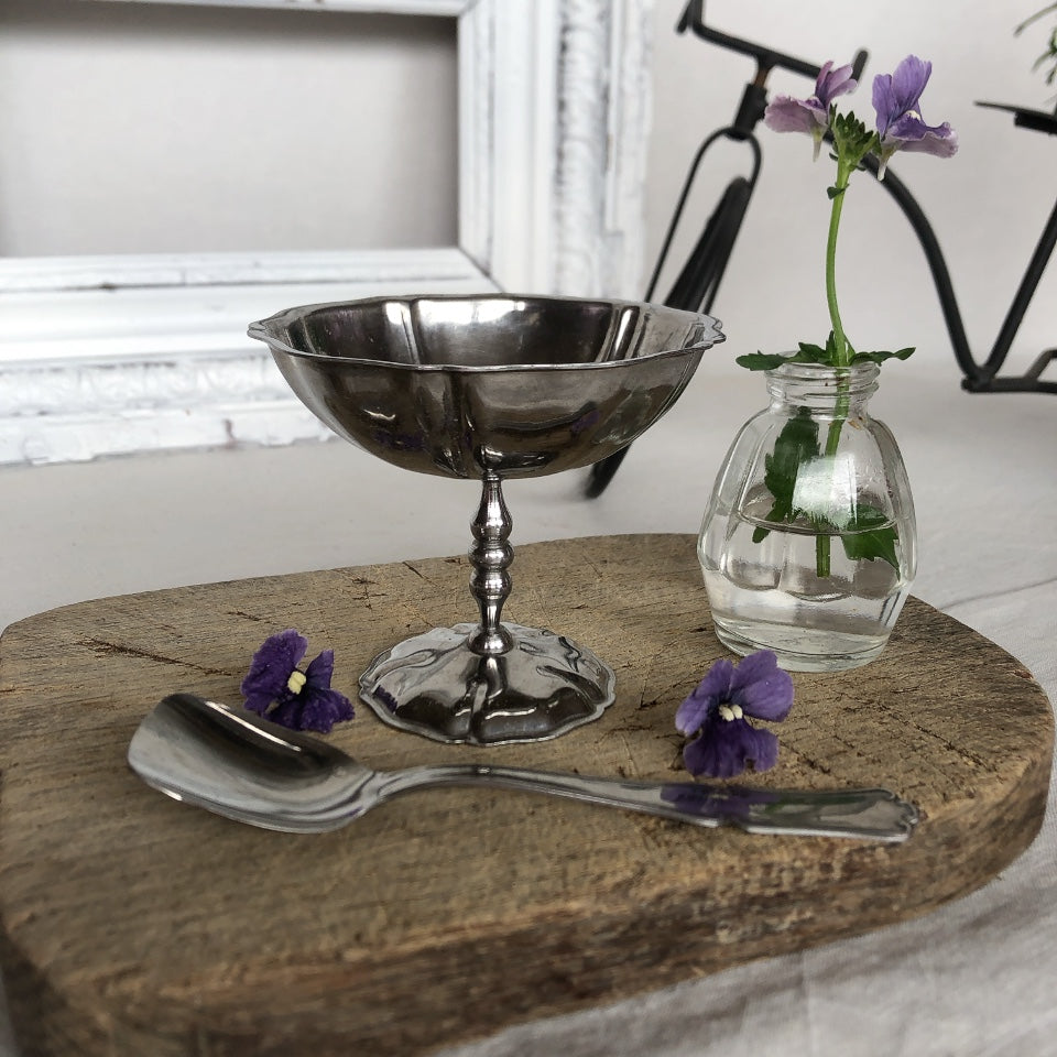 フランスアンティーク GUY DEGREENE(ギ・ドグレーヌ)社 花リム アイスクリームカップ&スプーン 6個セット フランスアンティーク食器 フランスブロカント 蚤の市