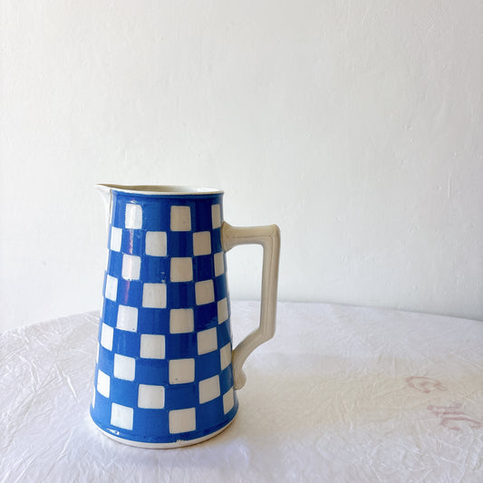 ディゴワンサルグミンヌ ピシェ ブルーチェック柄 フランスアンティーク 水差し