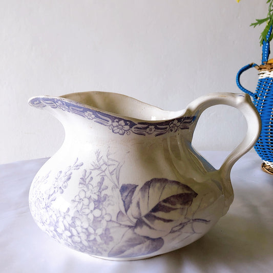ご予約 フランスアンティーク クレイユモントロー LILAS ピッチャー ピシェ 水差し アンティーク食器 ブロカントアンティーク 蚤の市