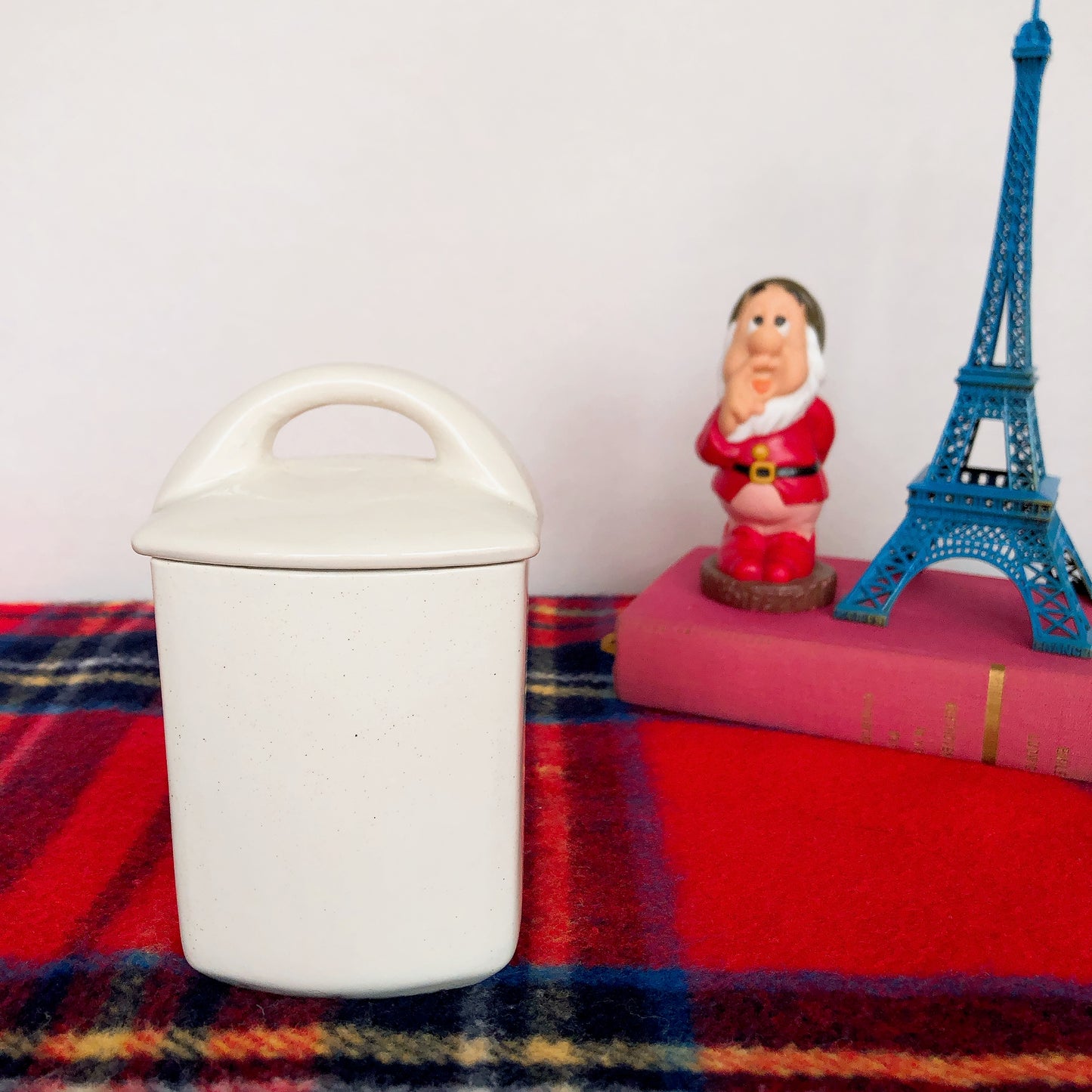 クレイユエモントロー HBCM Béarn バスク柄 陶器キャニスター 「ルージュ・マリン」C フランスアンティーク ブロカント 蚤の市