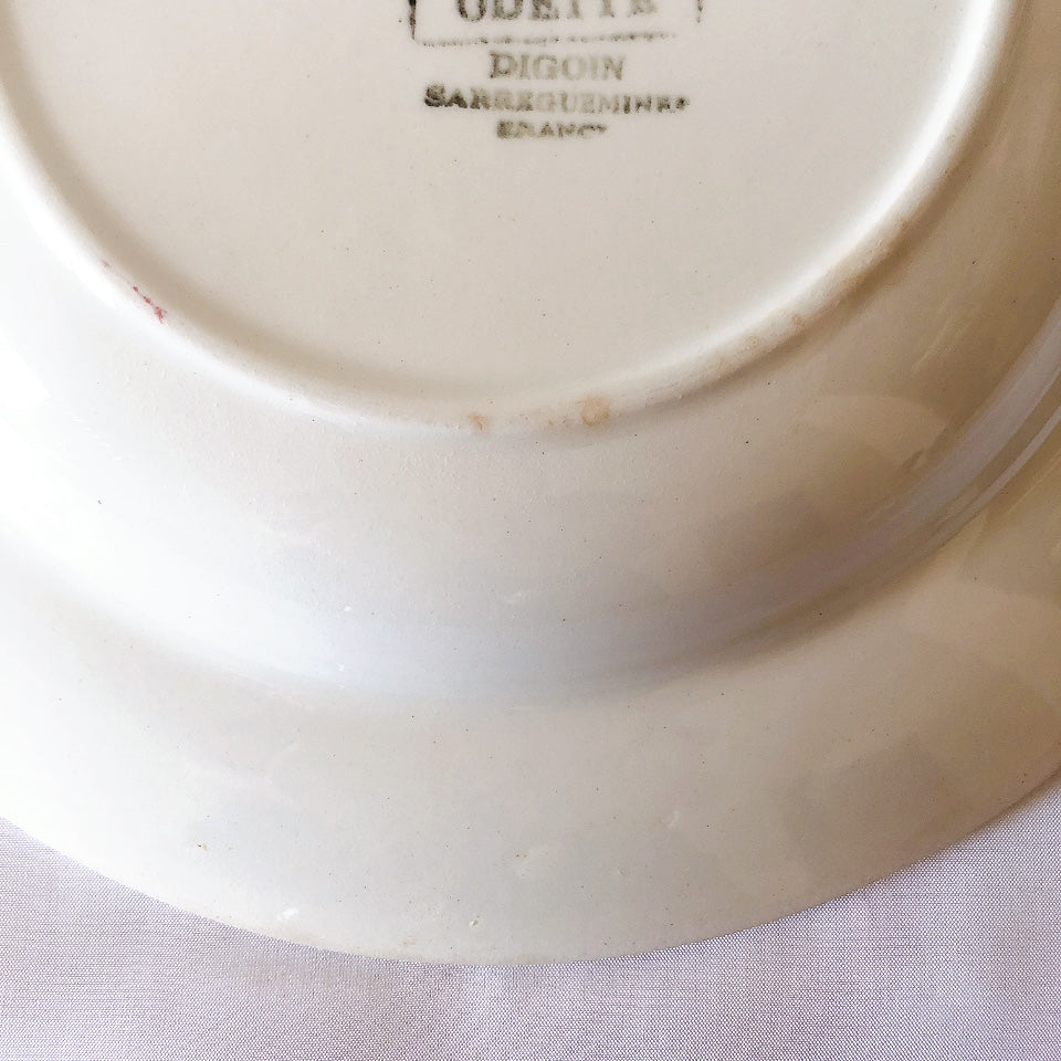 ディゴワンサルグミンヌ Digoin&sarregumines ”ODETTE” 深皿 D 赤 フランスアンティーク食器 ブロカント 蚤の市