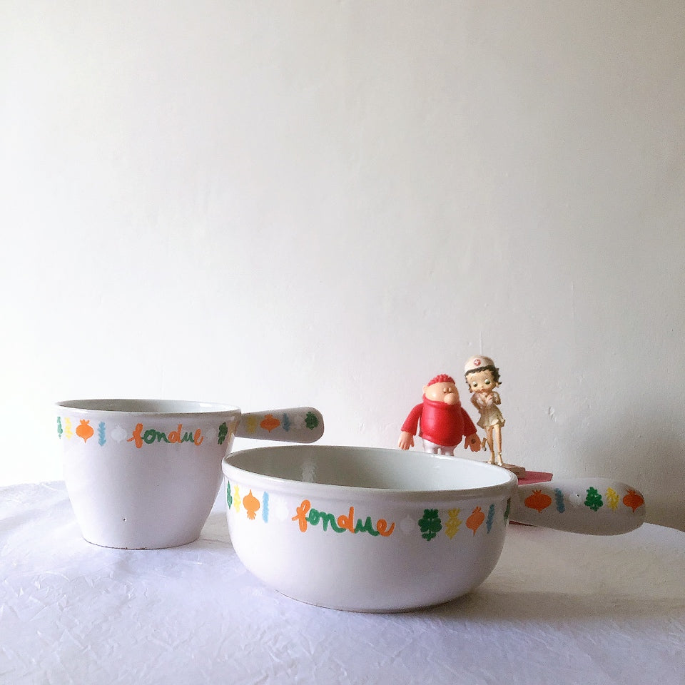 フランス ルクルーゼ ヴィンテージ ホーロー鍋 フォンデュ鍋大型 フランスアンティーク ブロカント 蚤の市