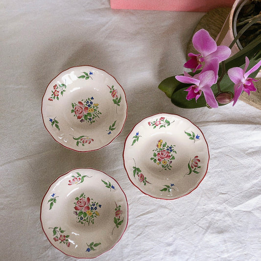 ご予約 リュネヴィル " Réverbère"シリーズ クーペル 小皿 小鉢 フルーツ皿 サラディエ 3点セット フランスアンティーク食器 蚤の市 ブロカント