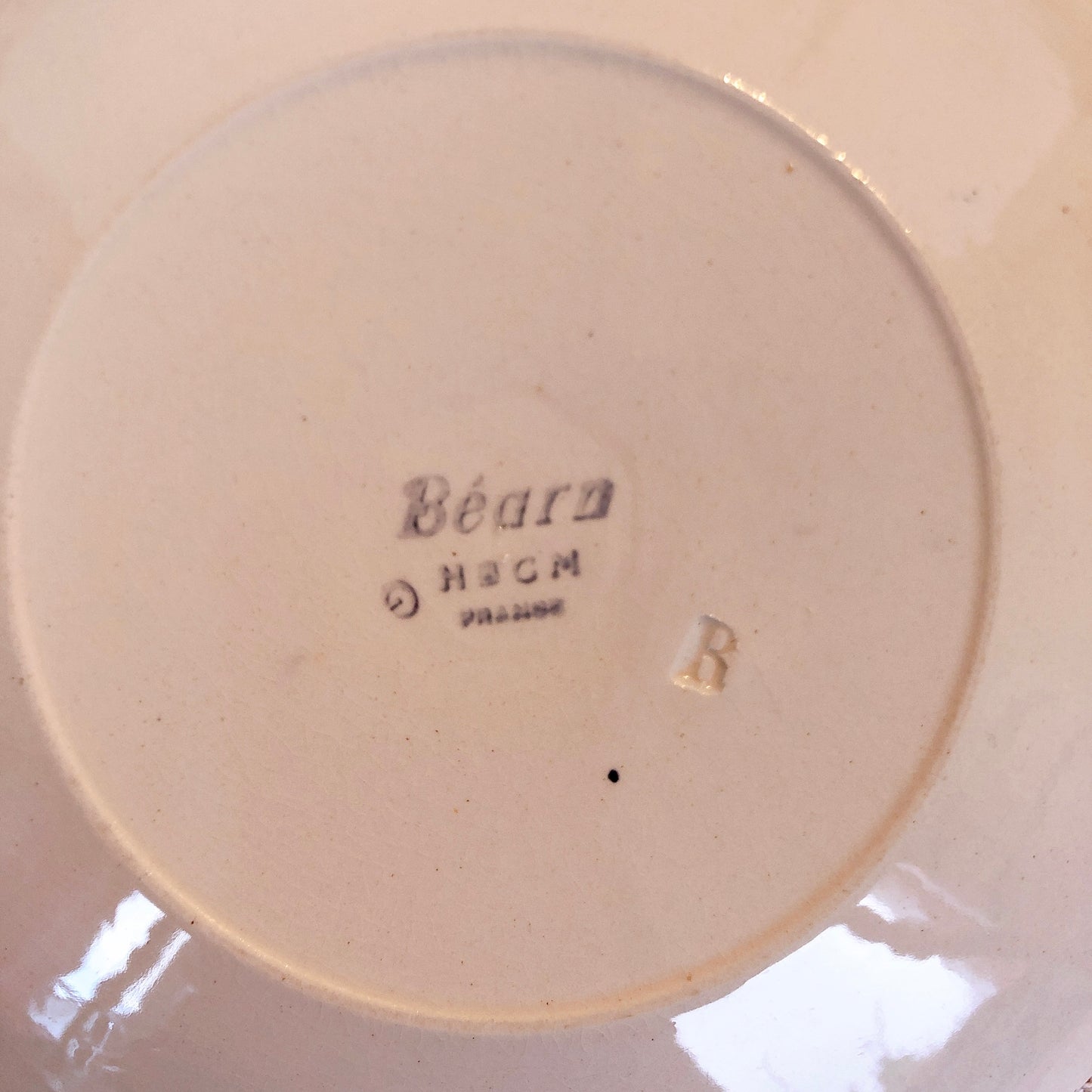 クレイユモントロー HBCM Béarn バスク柄カップ&ソーサー「イエローxブルー」 B フランスアンティーク食器 ブロカント バスク柄アンティーク