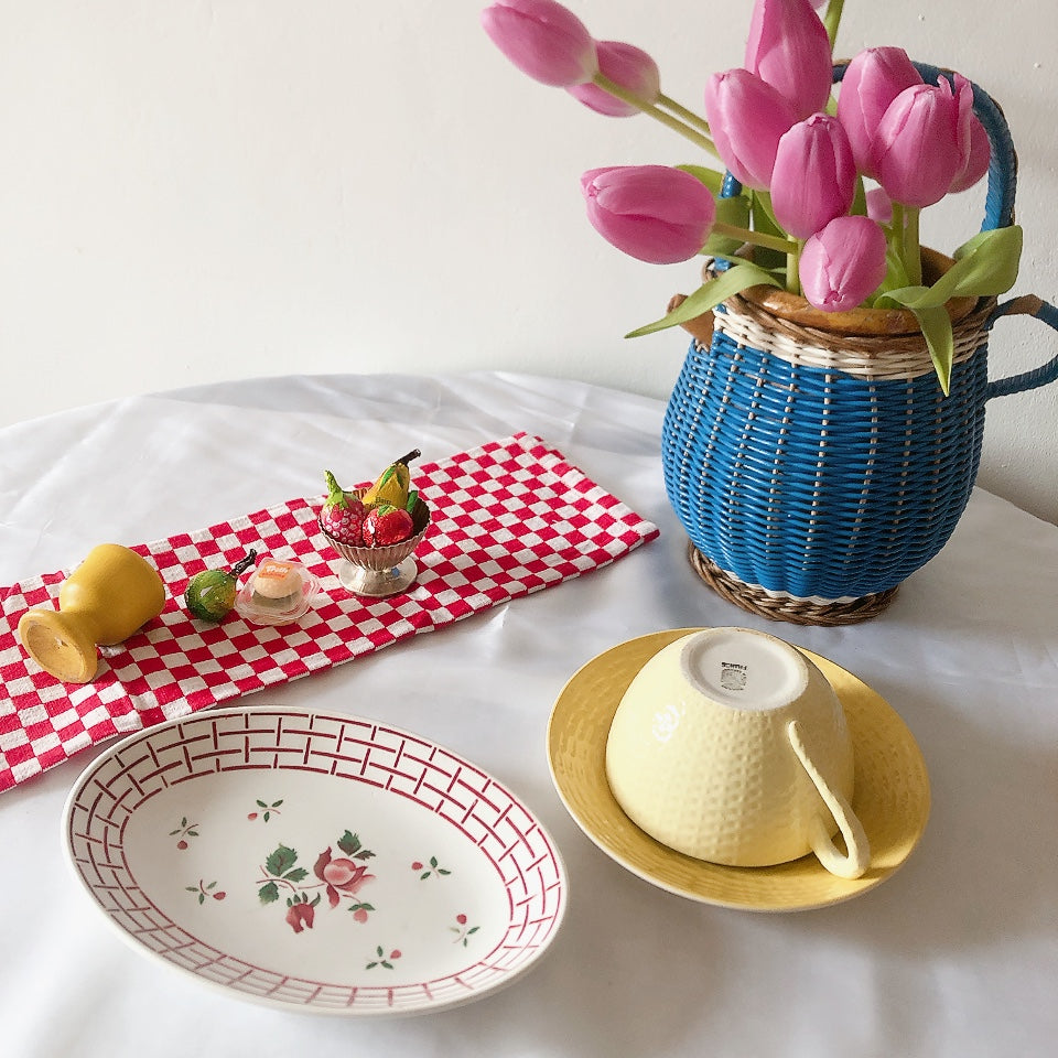 ディゴワンサルグミンヌ Digoin&sarreguemines 『ROSE』バラ柄 ラヴィエ フランスアンティーク食器 ブロカントアンティーク 蚤の市