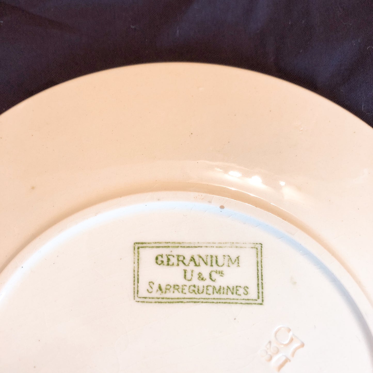 U&Cサルグミンヌ ”GERANIUM” ゼラニウム デザートプレート B フランスアンティーク食器 ブロカント 蚤の市