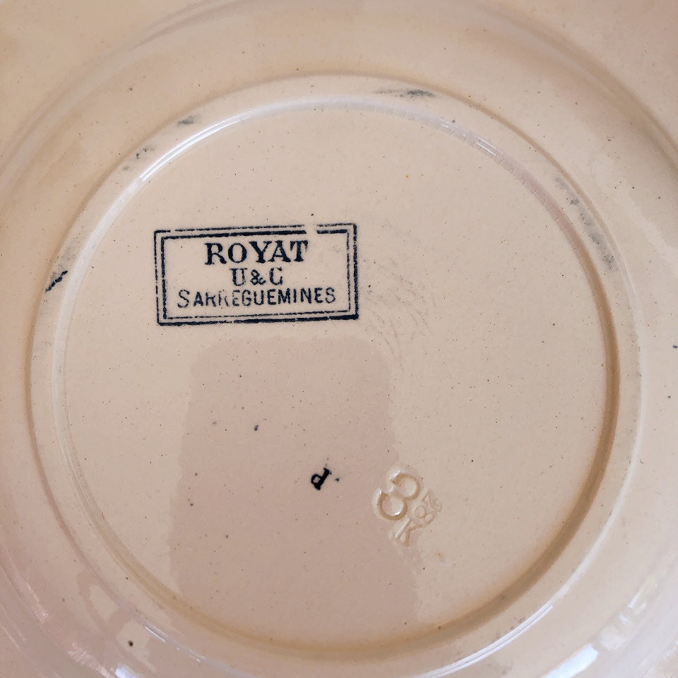 フランスアンティーク U&Cサルグミンヌ スーププレート 深皿 ”ROYAT” ロワイヤ a フランスアンティーク食器 ブロカント 蚤の市
