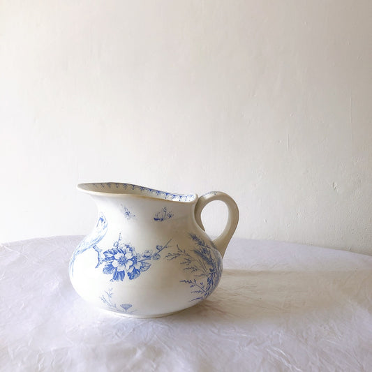 フランスアンティーク リュネヴィル 鳥柄 ピシェ ピッチャー 水差し アンティーク食器 ブロカント 蚤の市