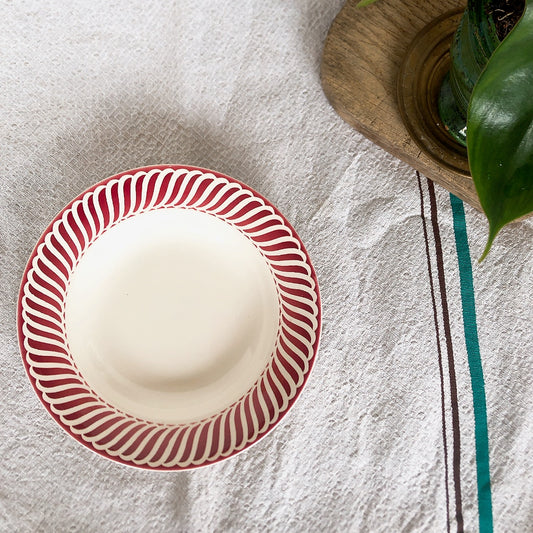 ディゴワンサルグミンヌ Digoin&sarregumines スーププレート/深皿 ”JACQUOT” レッド B フランスアンティーク食器 ブロカント 蚤の市