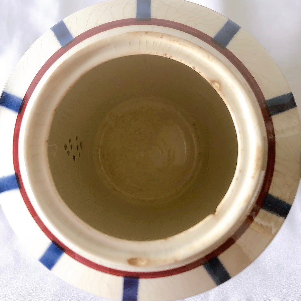 クレイユモントロー HBCM Béarn バスク柄 コーヒー/ティポット 1500ML「ボルドー・ダークブルー」フランスアンティーク ブロカント 蚤の市