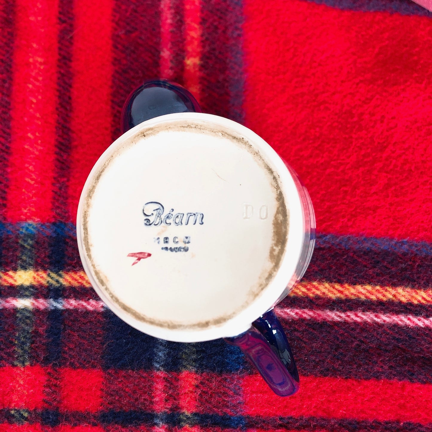 クレイユモントロー HBCM Béarn バスク柄 コーヒー/ティポット「ボルドー・ダークブルー」その他3点セット フランスアンティーク ブロカント 蚤の市