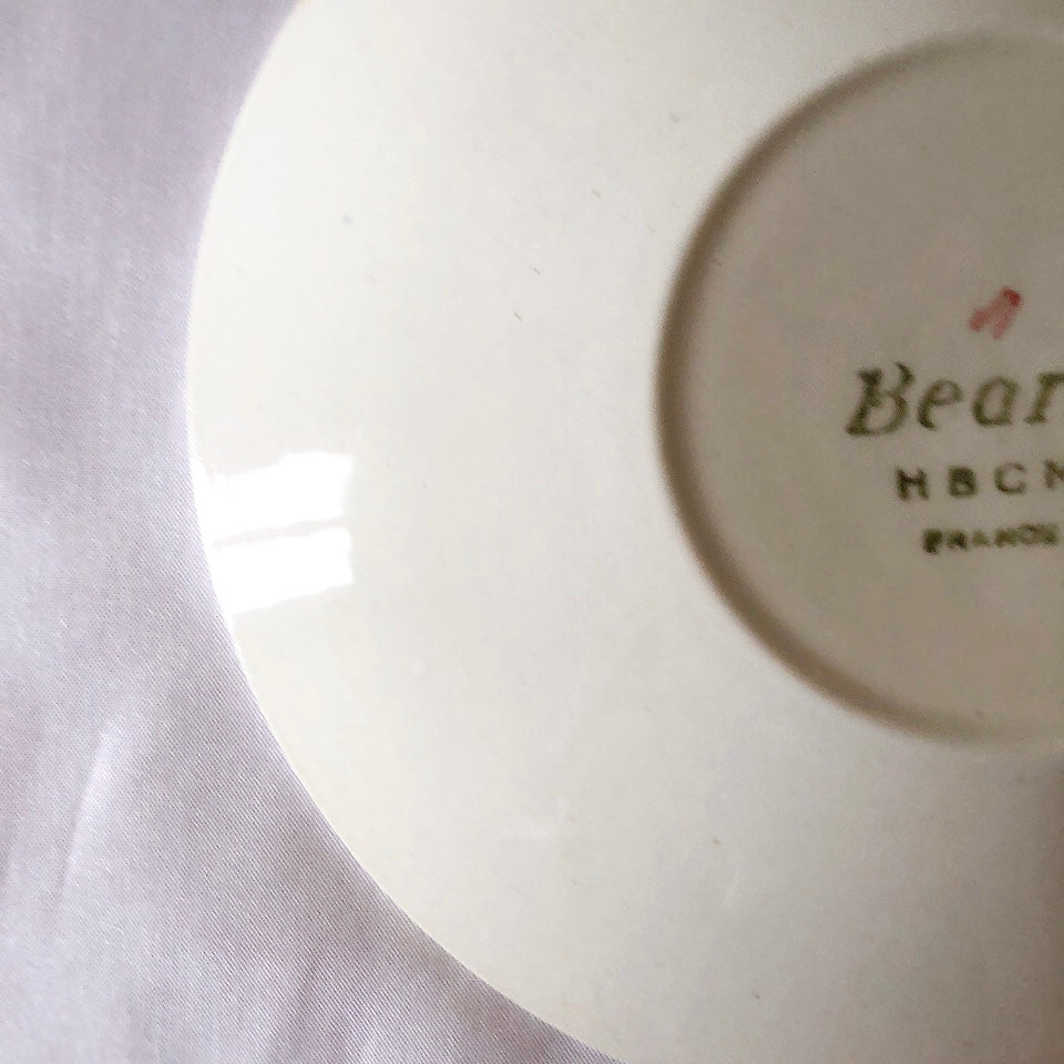 クレイユモントロー HBCM Béarn バスク柄カップ&ソーサー「レッドーxブルー」 フランスアンティーク食器 ブロカント バスク柄アンティーク