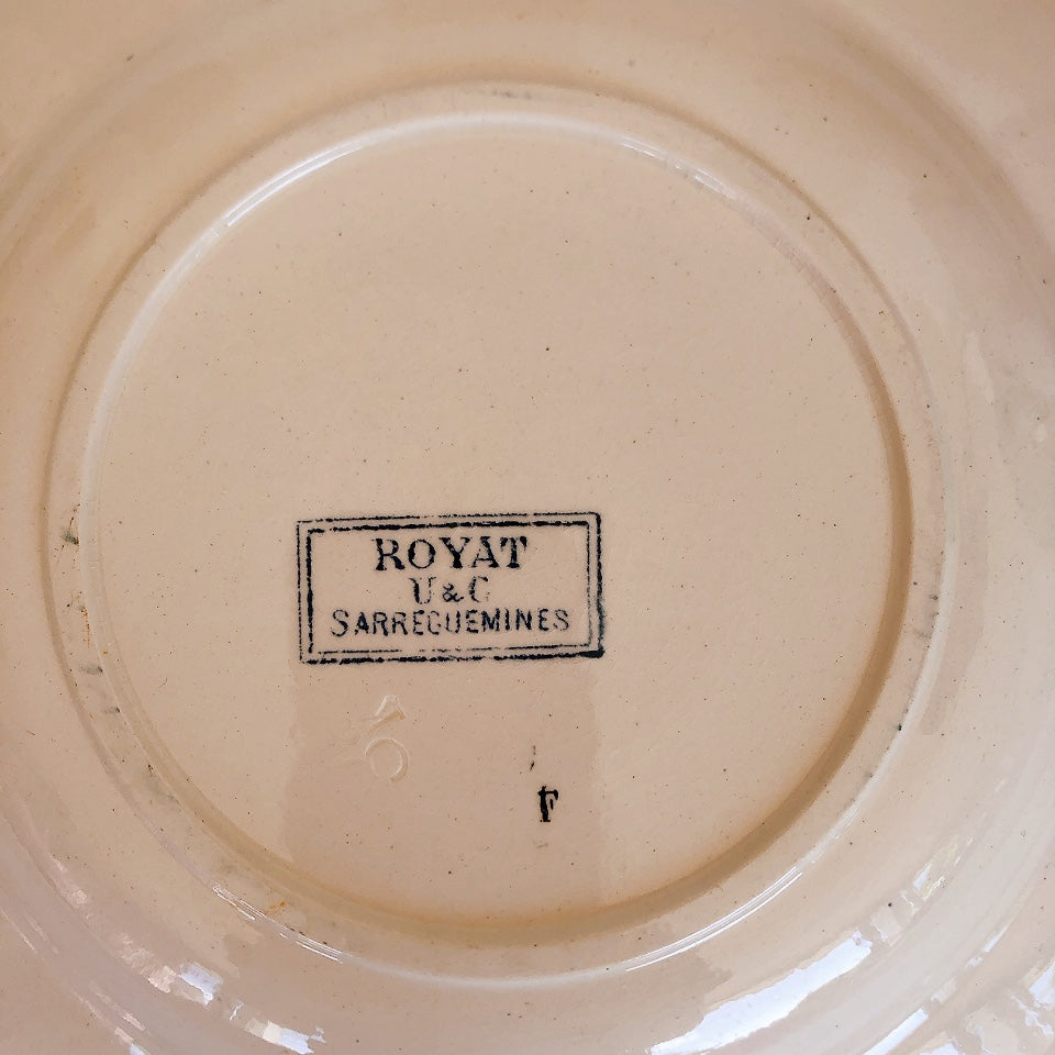 フランスアンティーク U&Cサルグミンヌ スーププレート 深皿 ”ROYAT” ロワイヤ d フランスアンティーク食器 ブロカント 蚤の市