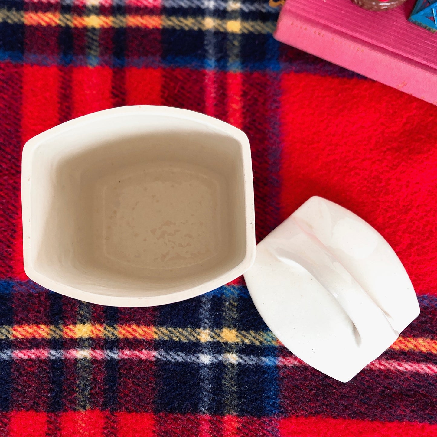 ご予約 クレイユエモントロー HBCM Béarn バスク柄 陶器キャニスター 「ルージュ・ブルー」B 4点セット フランスアンティーク バスク柄アンティーク ブロカント 蚤の市
