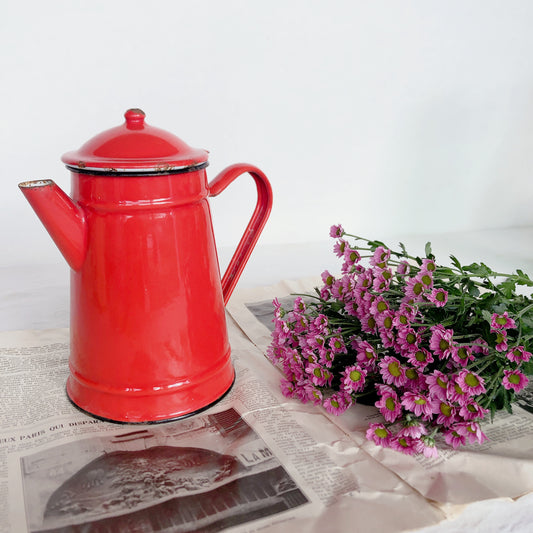 フランスアンティーク ホーロー製ポット/カフェティエール コーヒーポット レッド フランスアンティーク・ビンテージ雑貨 ブロカント 蚤の市