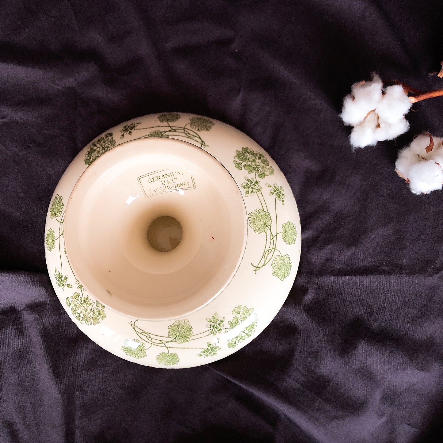U&Cサルグミンヌ ”GERANIUM” ゼラニウム コンポ―ト皿/コンポティエ フランスアンティーク食器 ブロカント 蚤の市