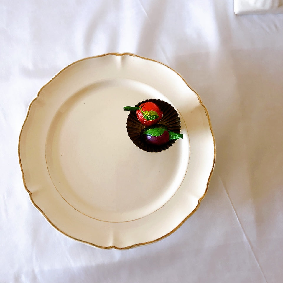 ビレロイ&ボッホ 花リムケーキスタンド&ラヴィエセット コンポティエ コンポート皿 フランスアンティーク食器 ブロカント 蚤の市