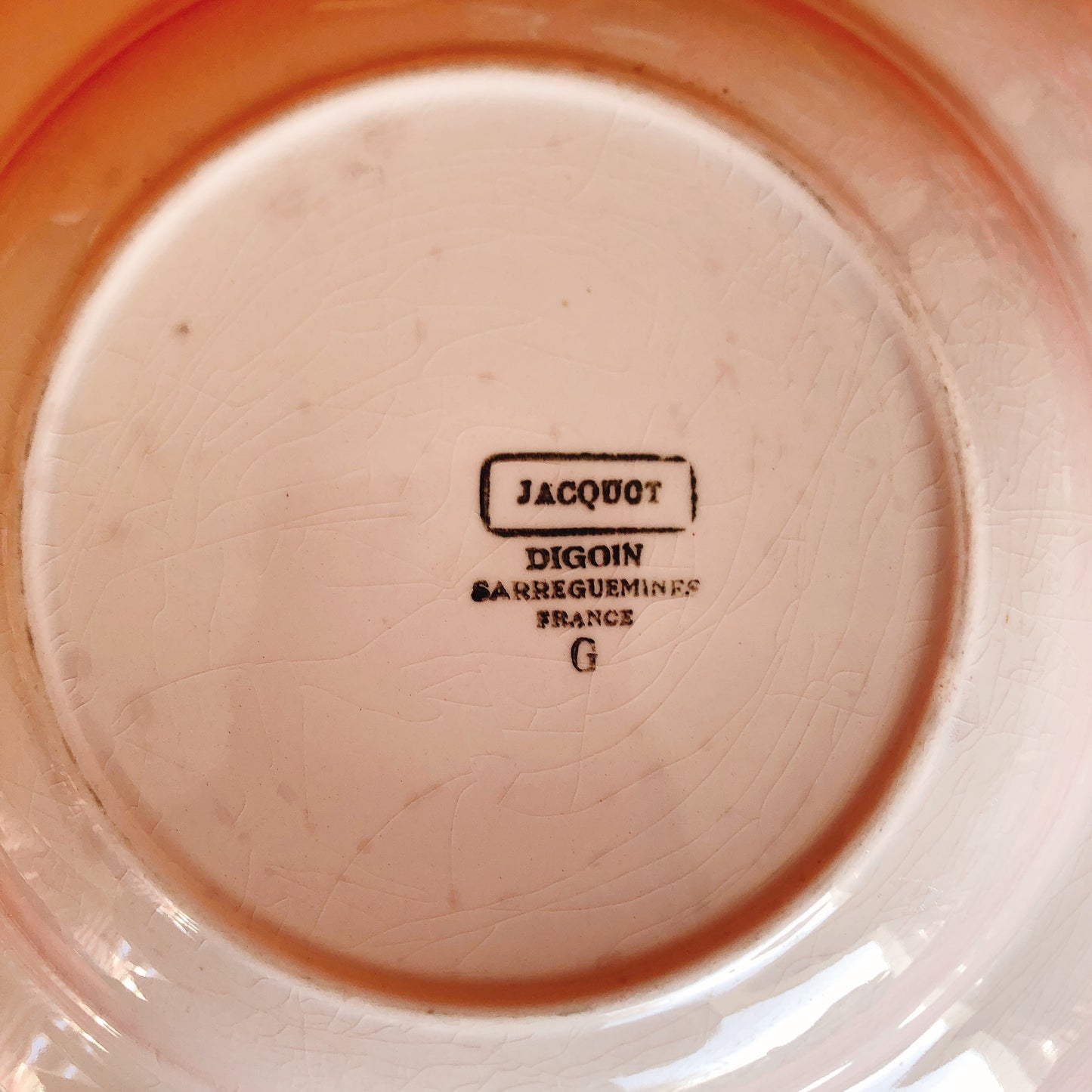 ディゴワンサルグミンヌ Digoin&sarregumines スーププレート/深皿 ”JACQUOT” レッド フランスアンティーク食器 ブロカント 蚤の市