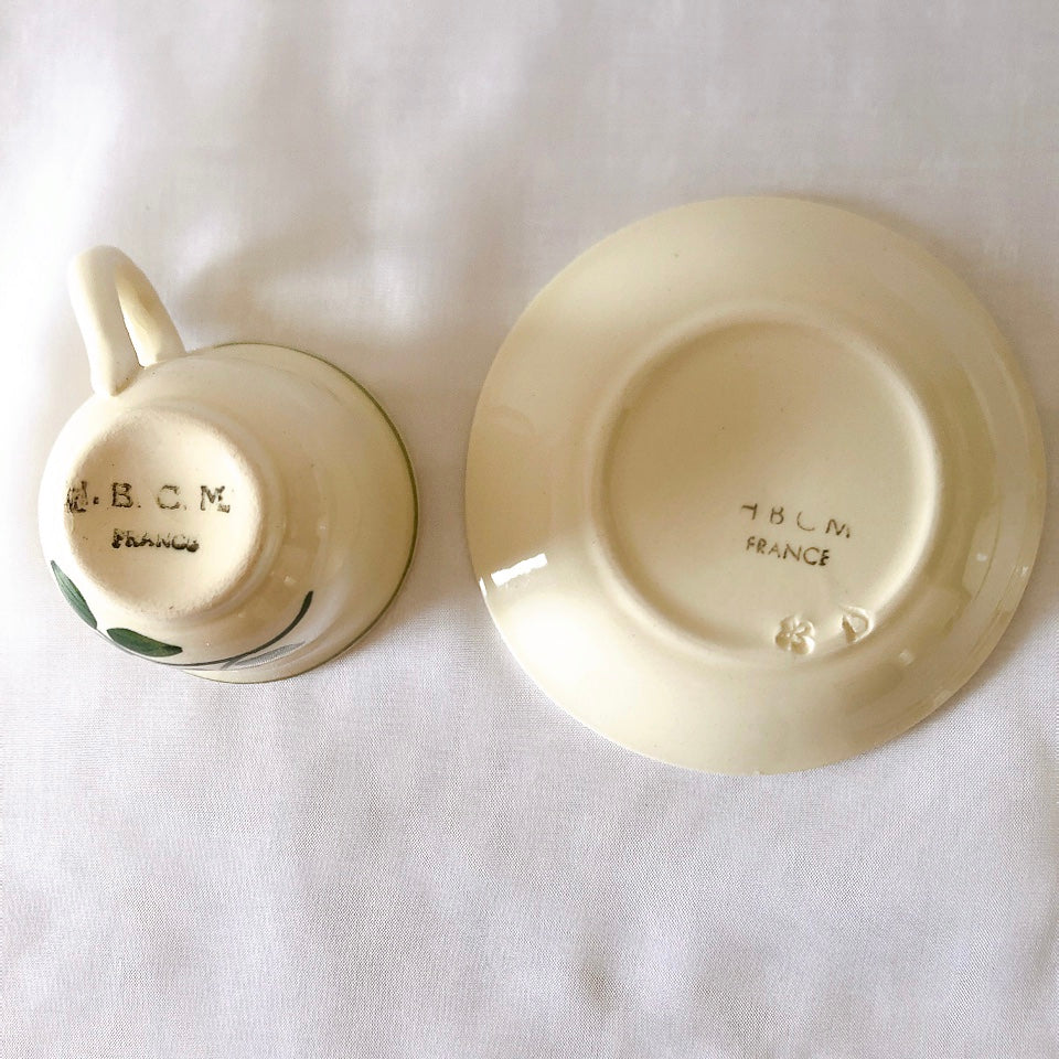 ショワジールロワ HB & Cie Choisy le Roi『ローズ』ディネットカップアンドソーサーセット フランスアンティーク食器 ブロカントアンティーク 蚤の市