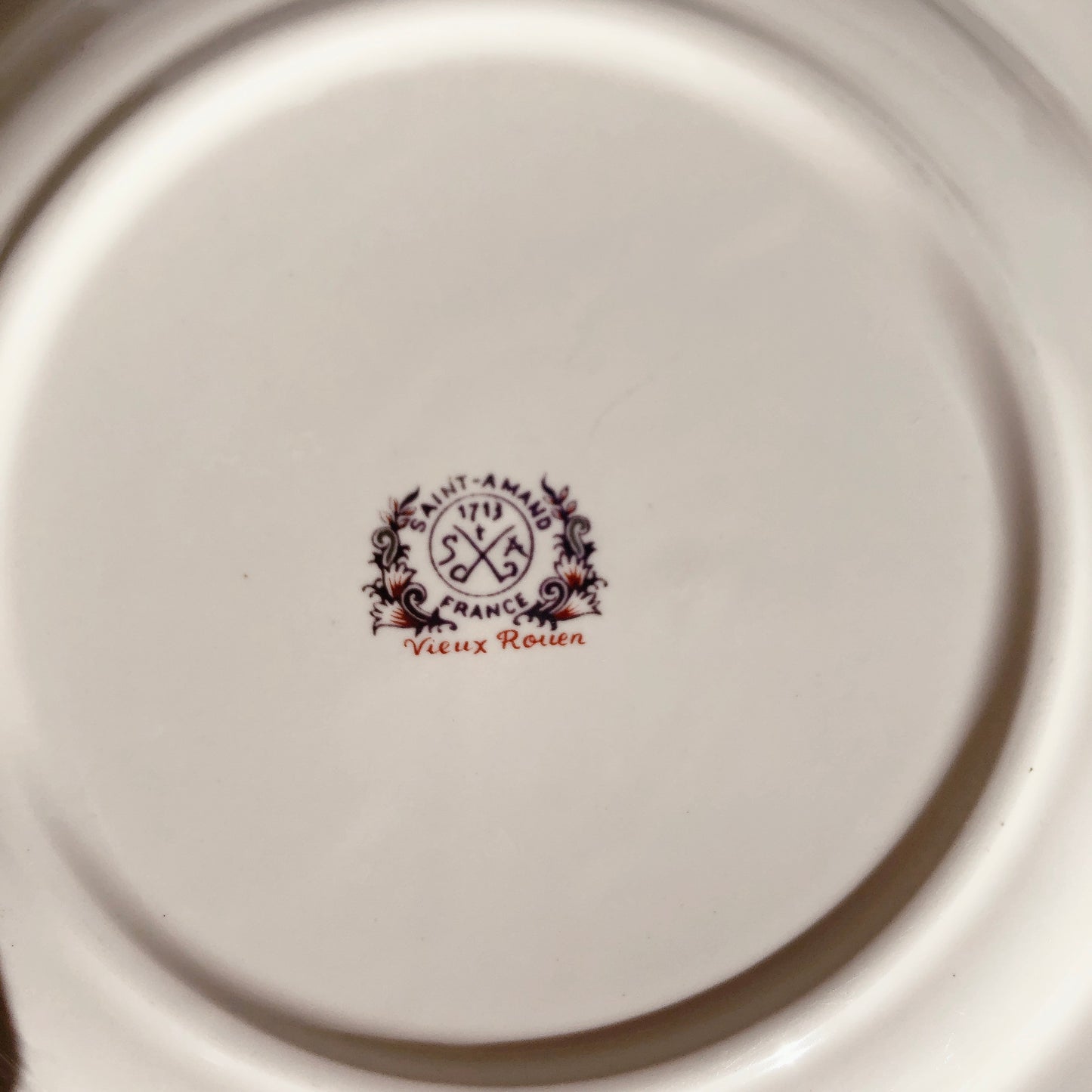 サンタマン VIEUX ROUEN 花リムディナープレート 平皿 フランスアンティーク食器 ブロカント 蚤の市