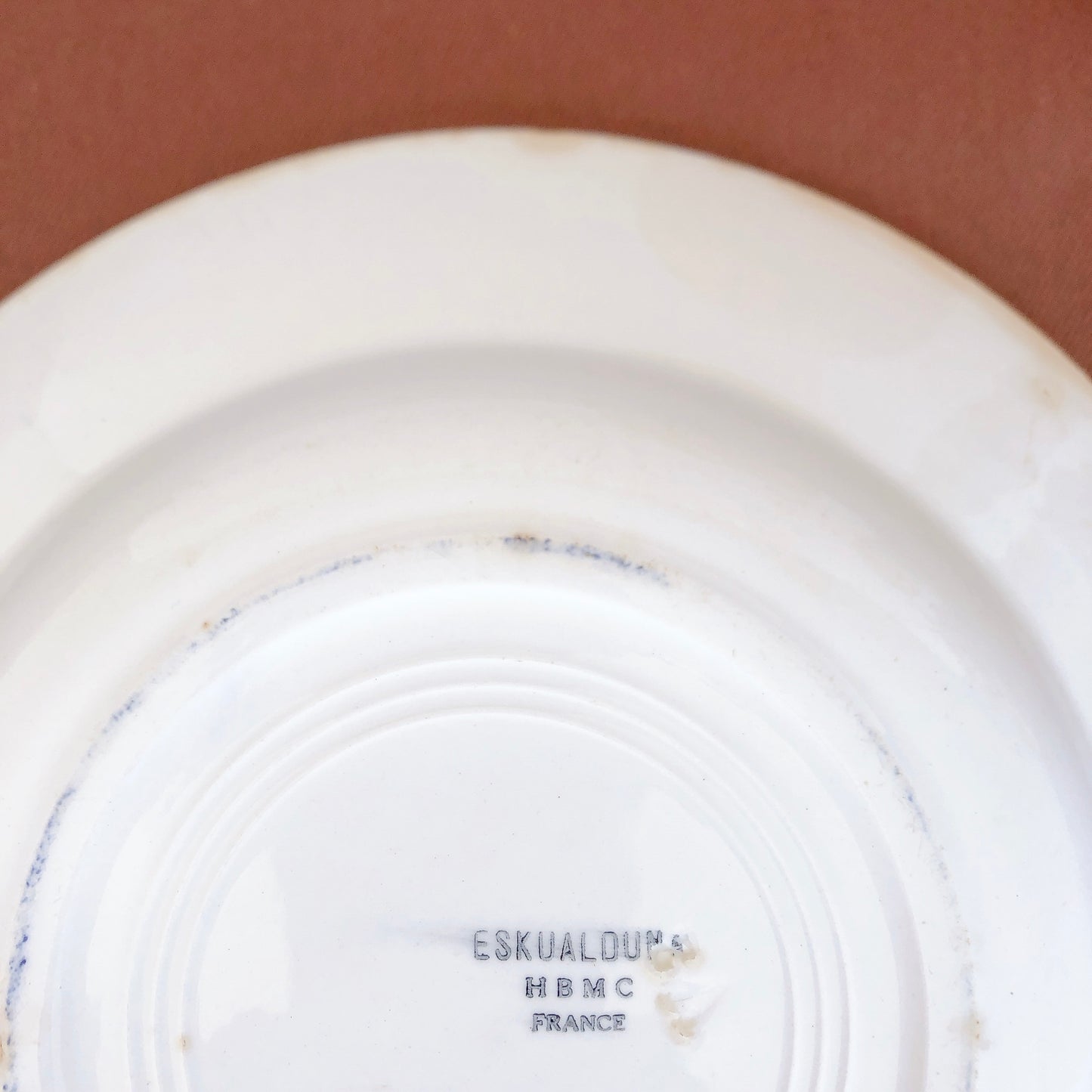 クレイユエモントロー HBCM ベアン ESKUALDUNA バスク柄スーププレート/深皿 A フランスアンティーク食器 バスク柄アンティーク ブロカント 蚤の市