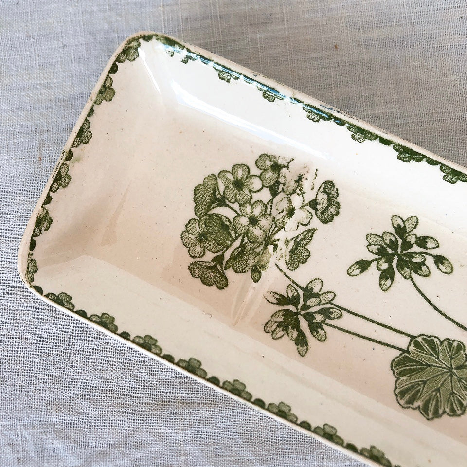 U&Cサルグミンヌ ”GERANIUM” ゼラニウム ソープディッシュ&トゥースブラシディッシュセット フランスアンティーク食器 ブロカント 蚤の市