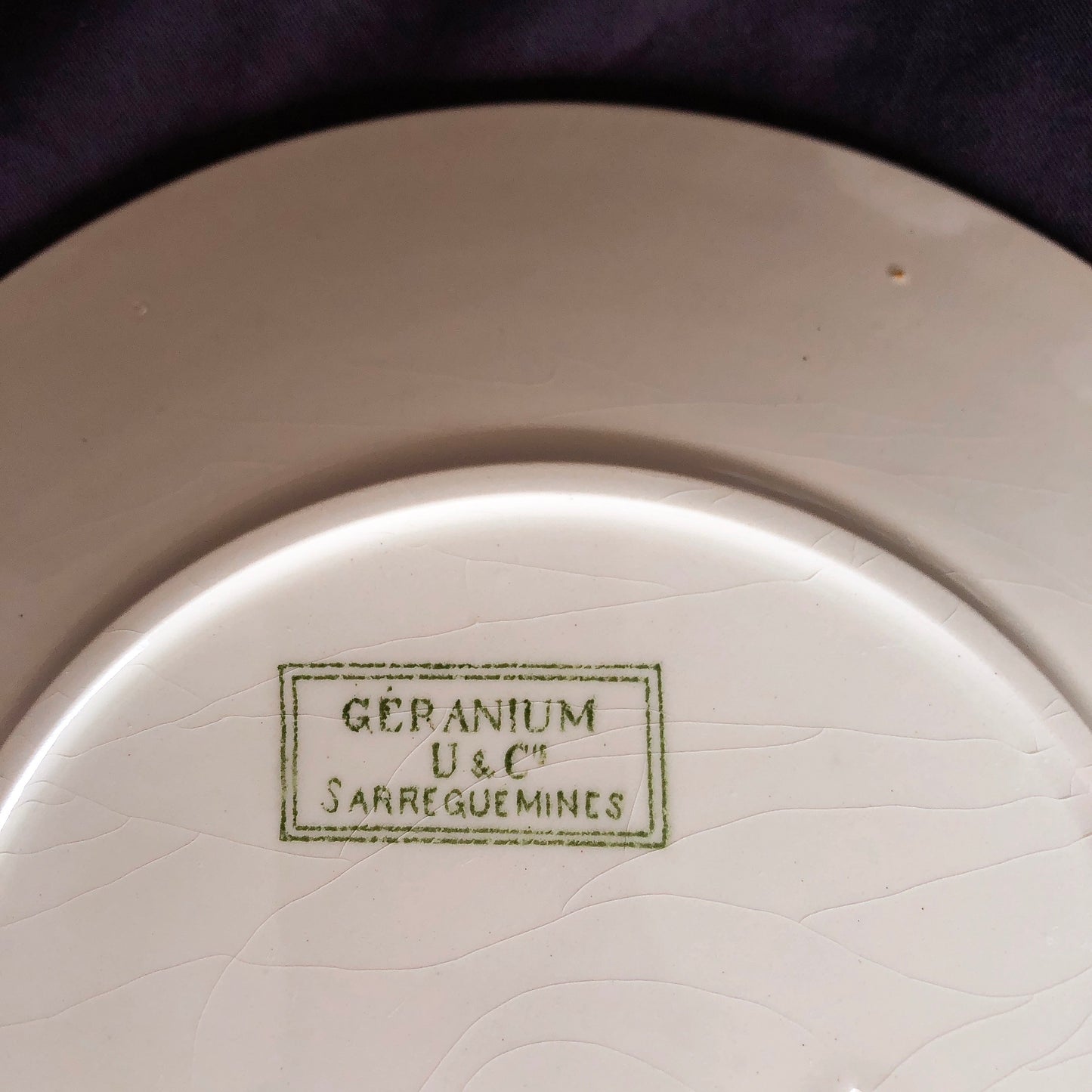 U&Cサルグミンヌ ”GERANIUM” ゼラニウム デザートプレート A フランスアンティーク食器 ブロカント 蚤の市