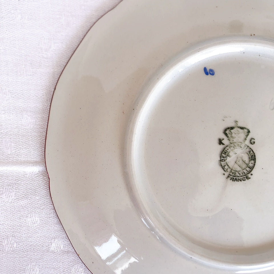 リュネヴィル " Réverbère"シリーズ ソーサー 小皿 デザート皿 3点セット A フランスアンティーク食器 蚤の市 ブロカント